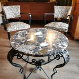 Art deco wrought iron and marble coffee table 40s
