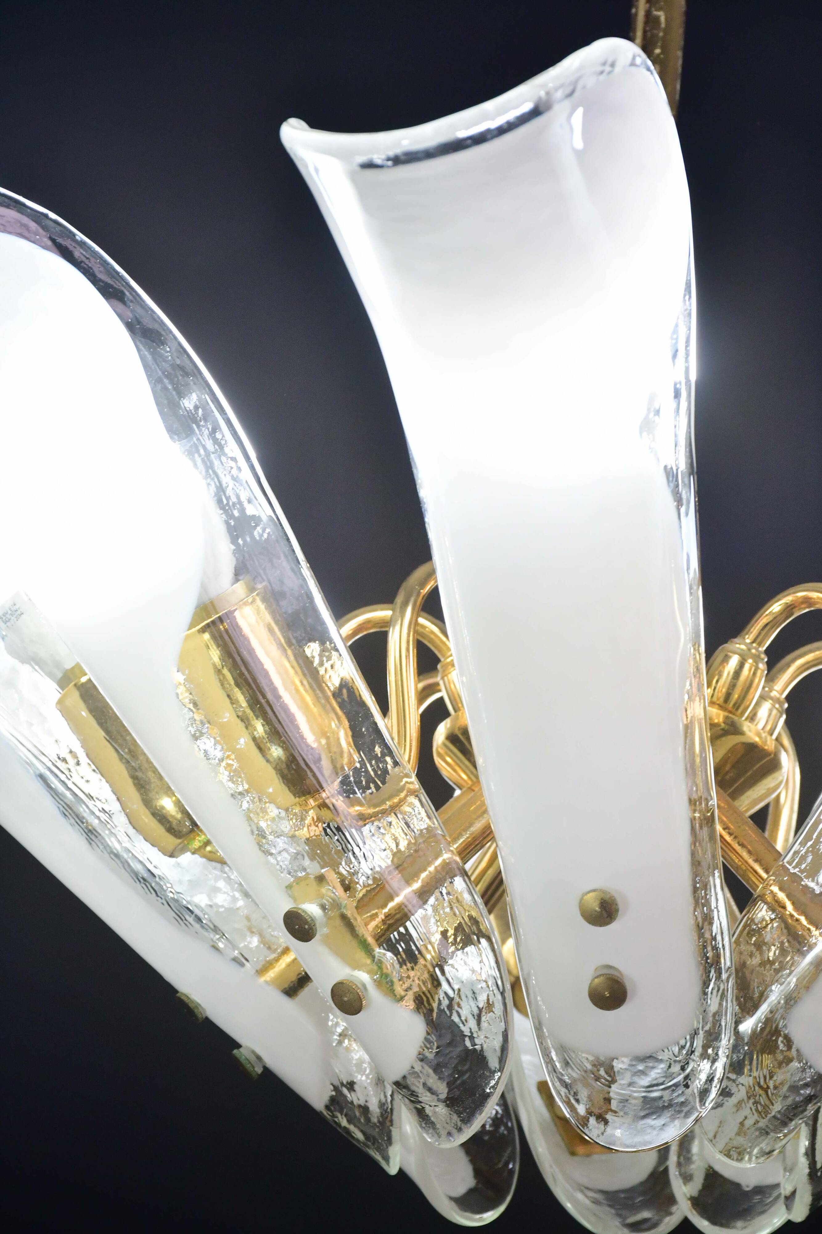 Murano white glass petal chandelier