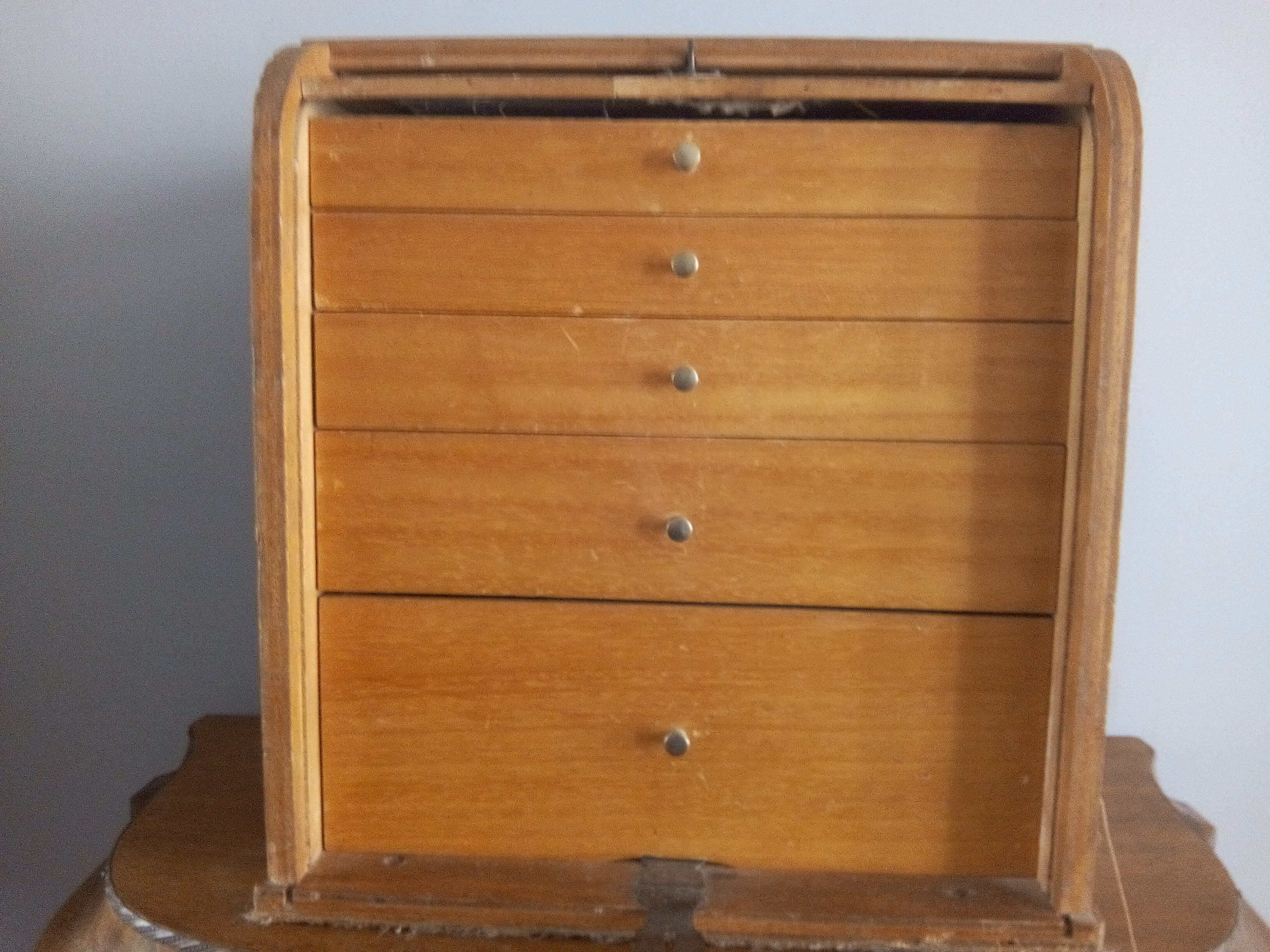 Small watchmaker's furniture with curtain. 50s