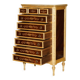 Paire de commodes hautes en bois dur, noyer et marbre