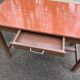 Parisian desk made of solid wood, painted grey and with formica.