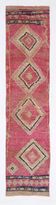 Tapis de couloir oriental vintage rose rouge 2x10