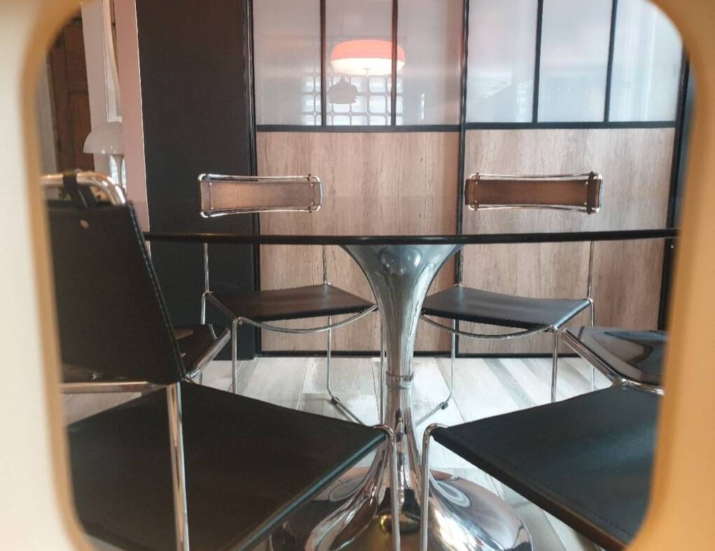 Set of 4 Giandomenico Belotti leather chairs Italian 1980
