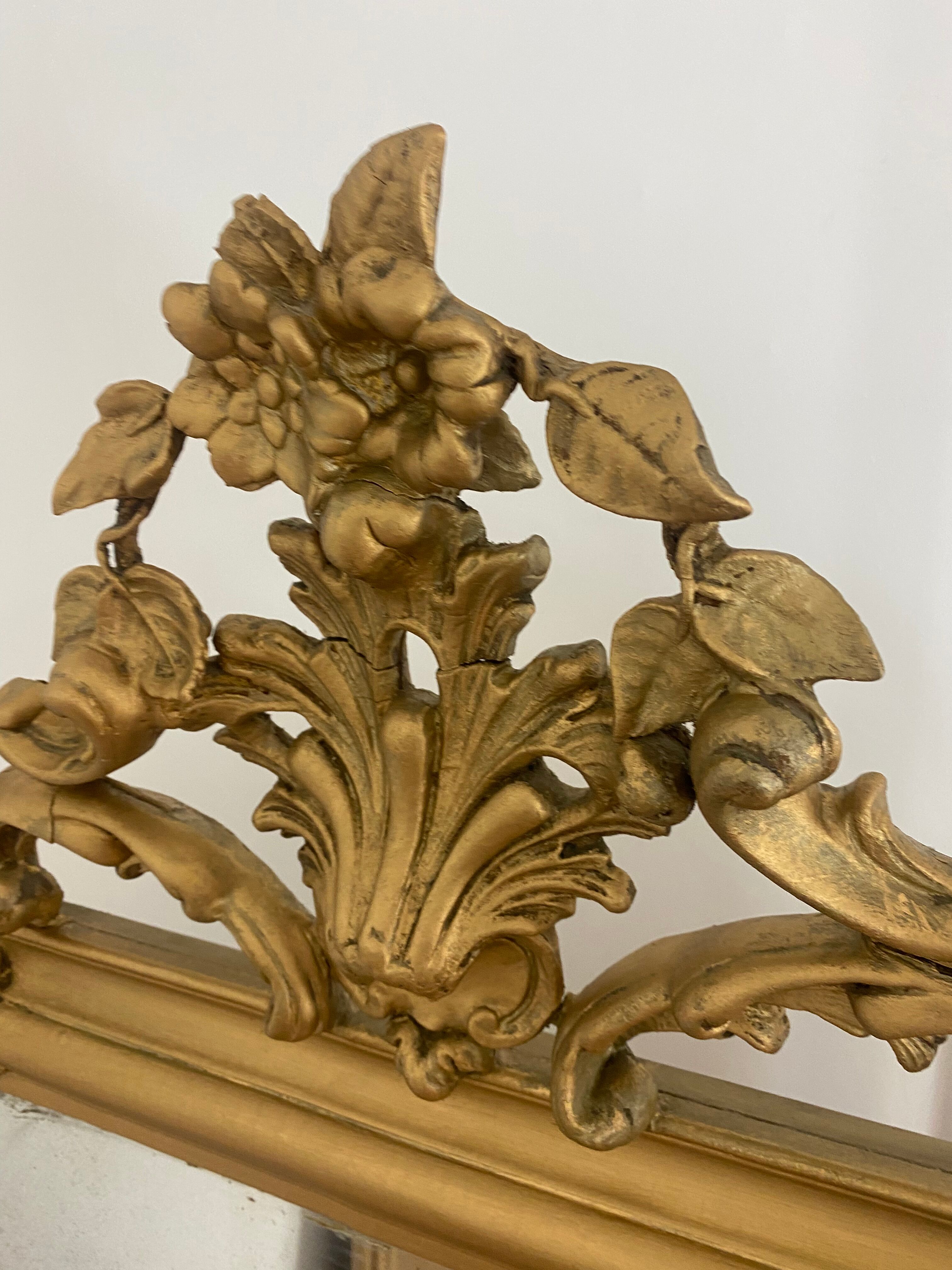 Old mirror with pediment 162x82cm