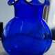 Vase melon en verre bleu vintage