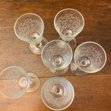 6 engraved antique glasses