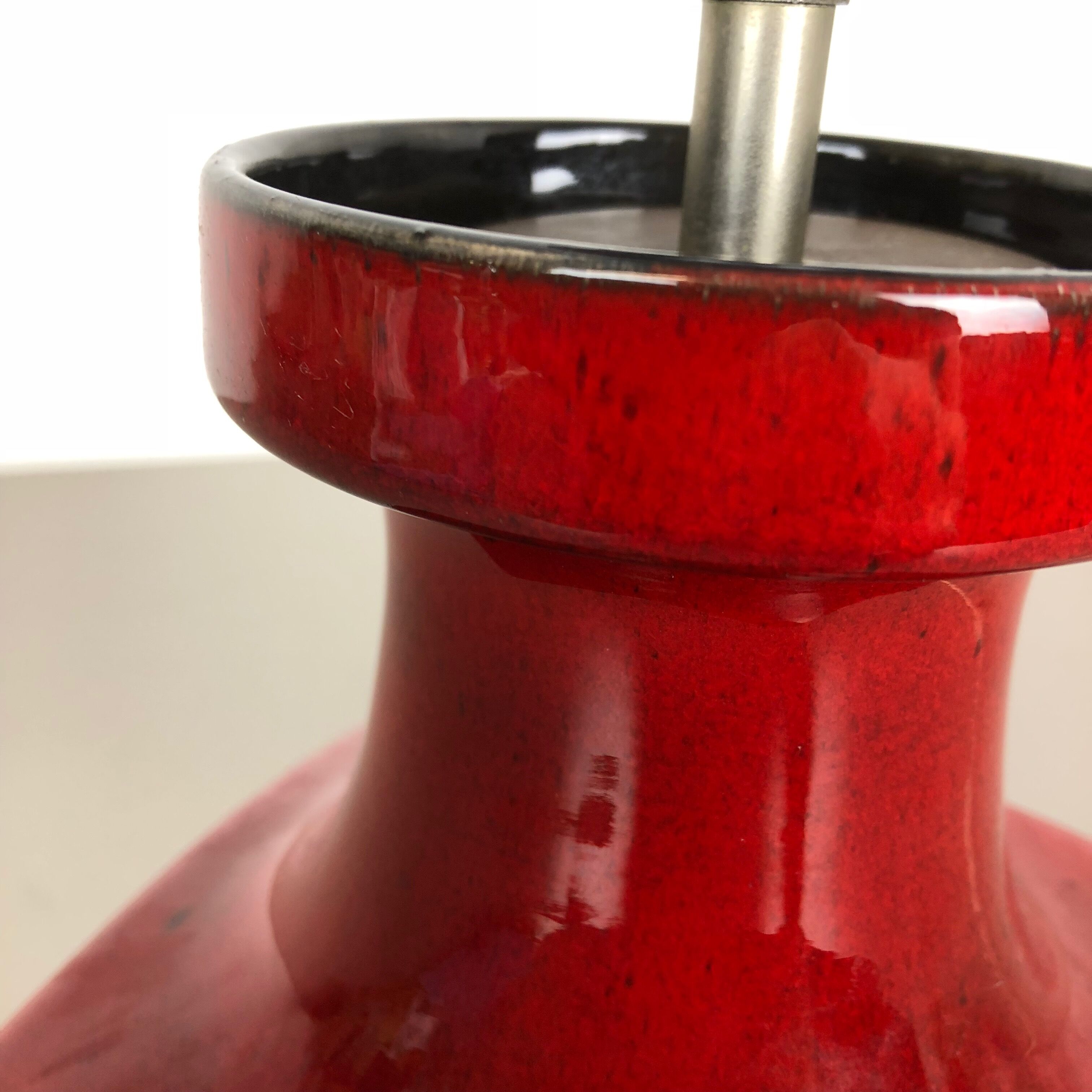 Red ceramic studio pottery table light by Cari Zalloni for Fohr, Germany 1970s