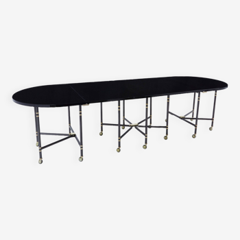 Maison Jansen table à manger Royal extensible laque noire 1960