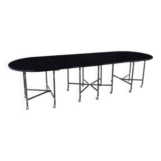 Maison Jansen Royal extendable black lacquer dining table 1960