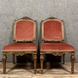 Important pair of Renaissance style chairs in carved wood