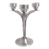 3-light solid stainless steel chandelier Height 22.5 cm Late 1960s