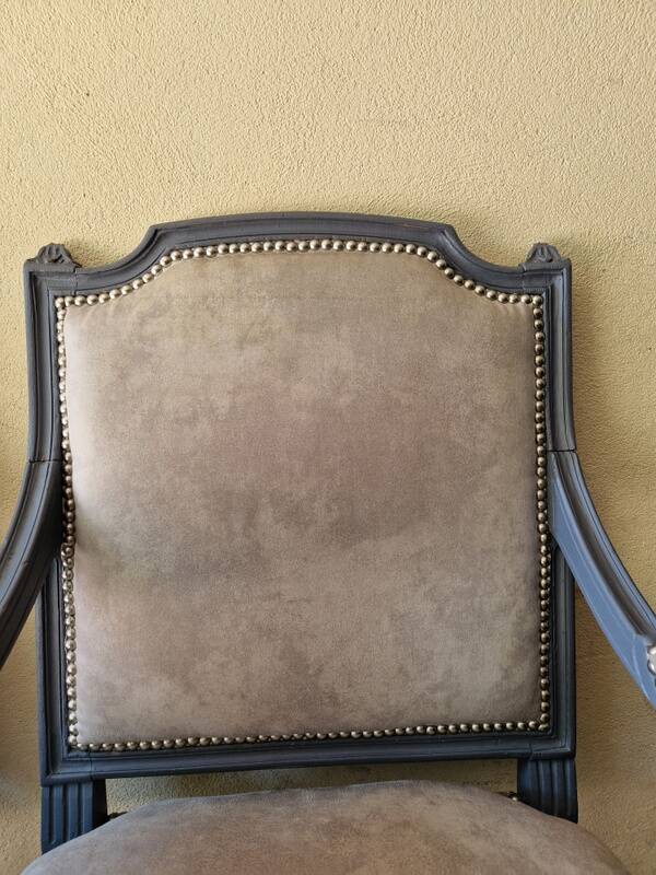 Pair of Louis XVI style armchairs with gendarme hat backs - Wood
