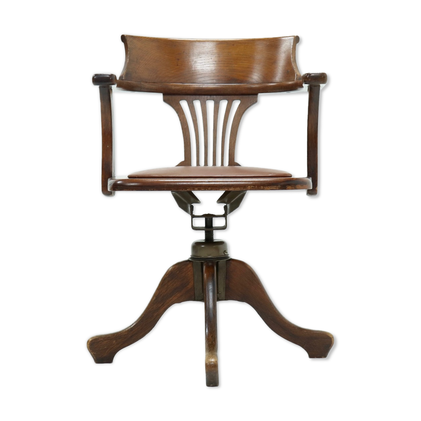 English antique hillcrest swivel desk chair 1920s