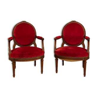 Pair of armchairs style louis xvi period late nineteenth century