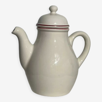 Gien porcelain teapot with red edging