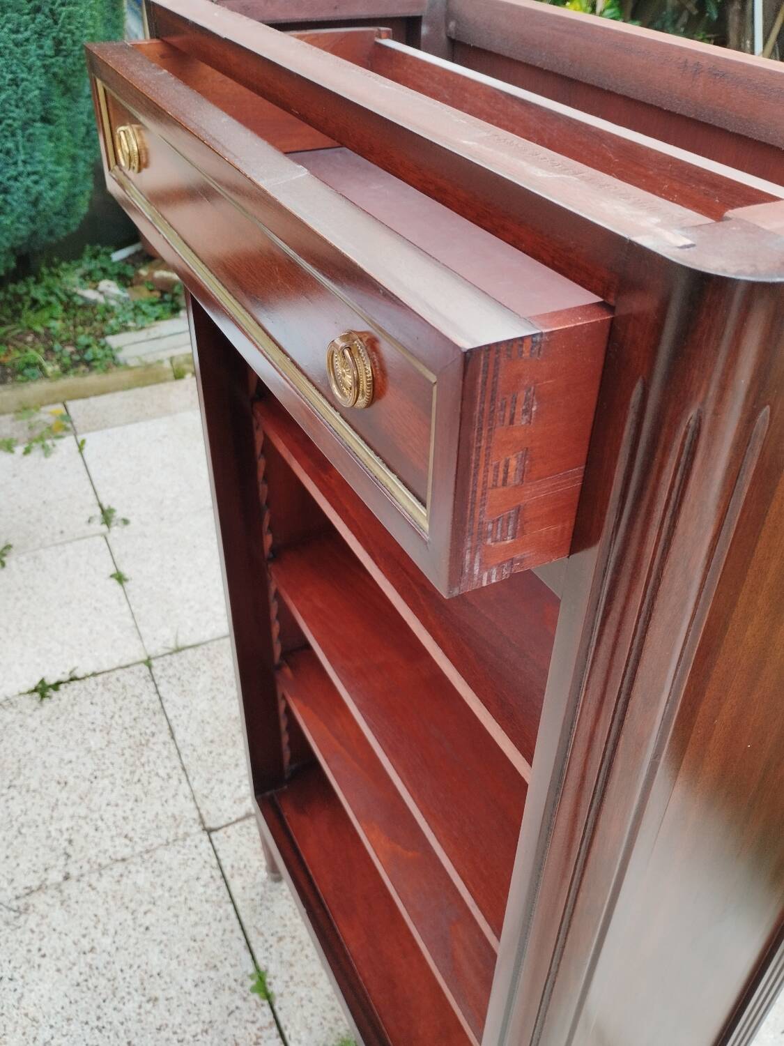 Antique Bibus bookcase in Louis XVI style with marble top