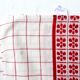 White and red embroidered tablecloth and eight matching napkins, 200x150cm
