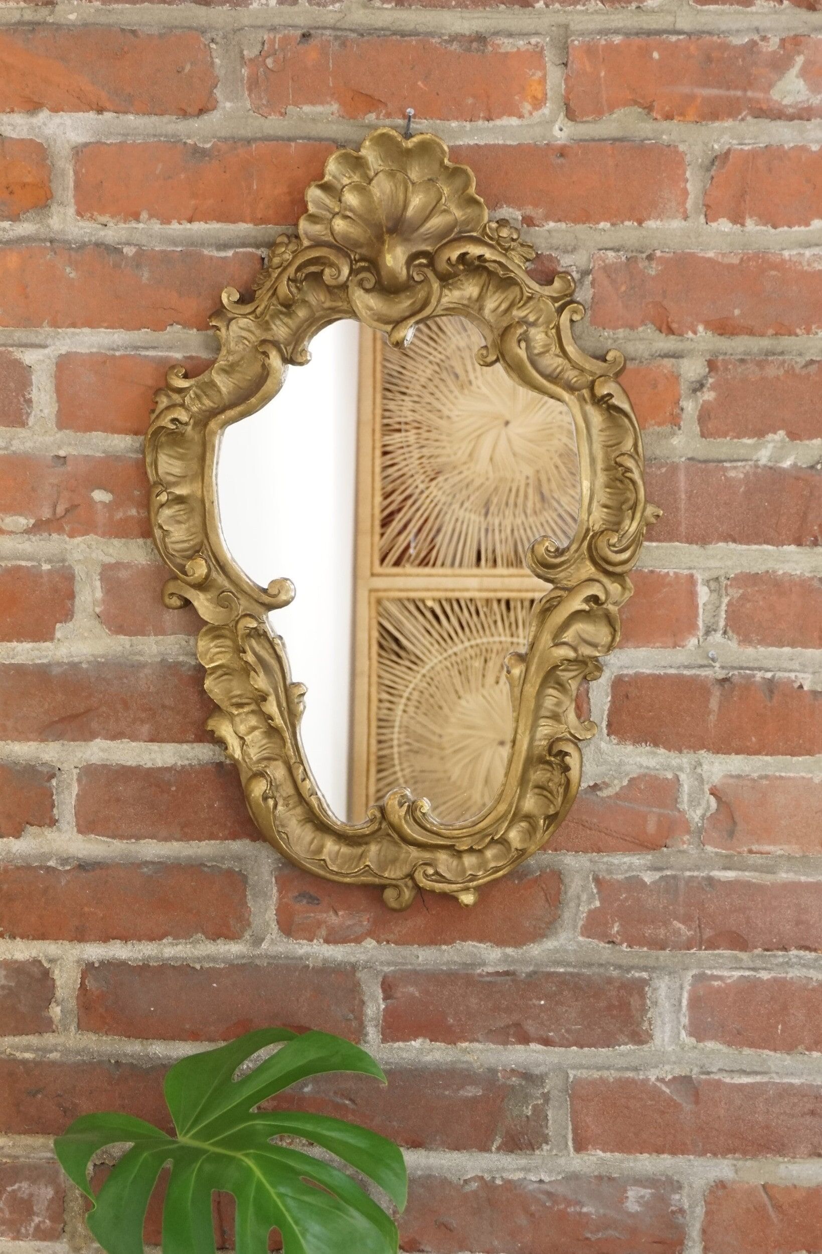 Pair of old rock mirrors in plaster - 59x38cm