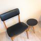Scandinavian chair in beech and imitation leather black / vintage 60s-70s