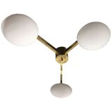 3 brass arm with oval spheres ceiling lamp