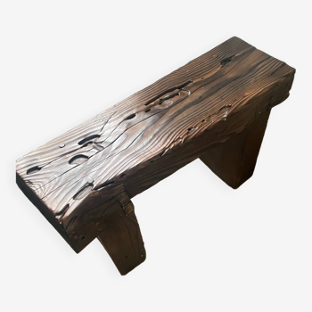 Brutalist burnt wood bench