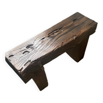 Brutalist burnt wood bench