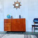 Vintage teak metal foot row