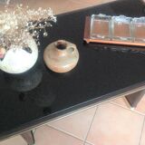 Coffee table with black glass top / 40s-50s
