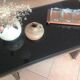 Coffee table with black glass top / 40s-50s