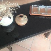 Coffee table with black glass top / 40s-50s