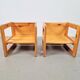 Fauteuils de table pour enfants en pin attribuées à Marcel Gascoin, France, années 1970, ensemble de 2.
