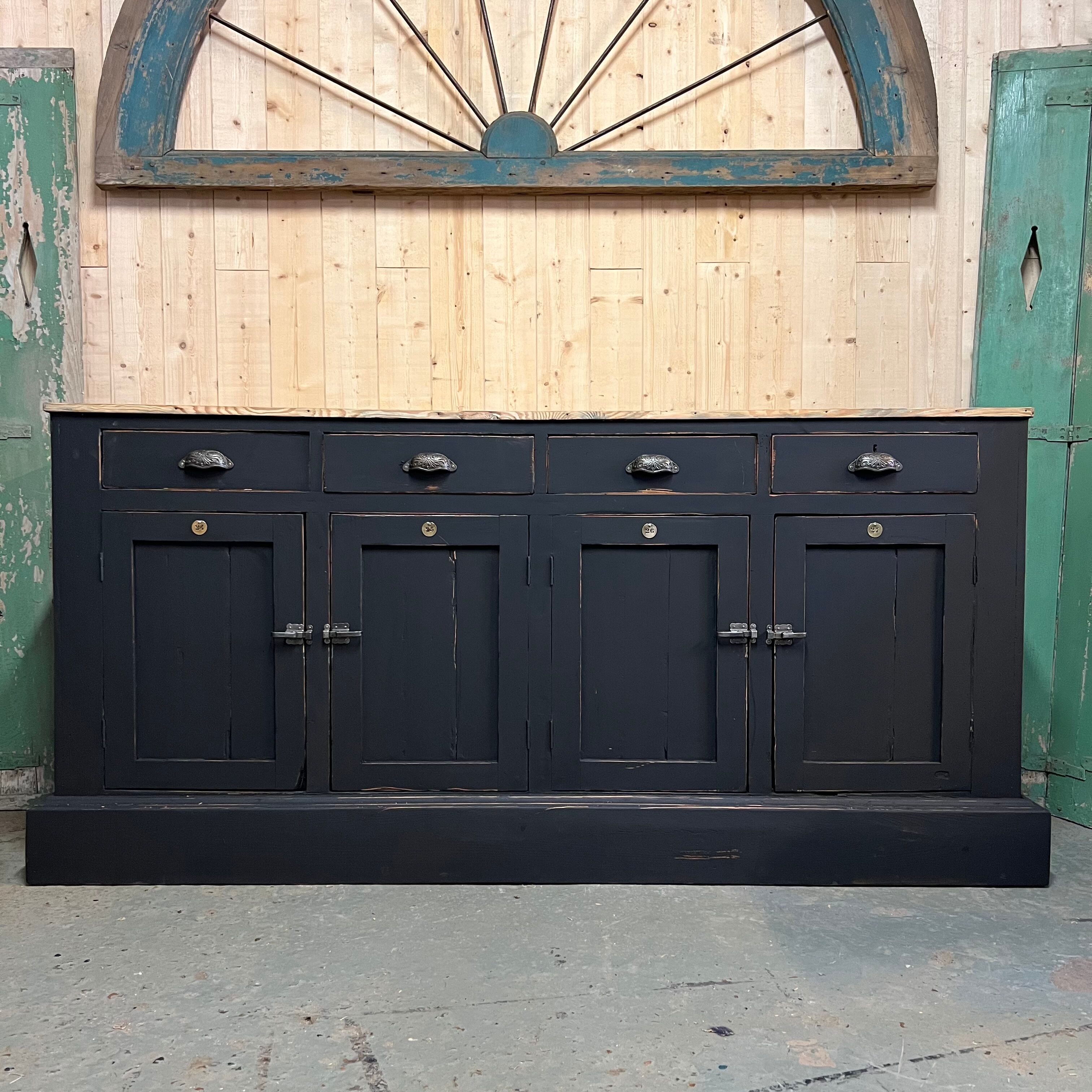 Black patinated workshop sideboard