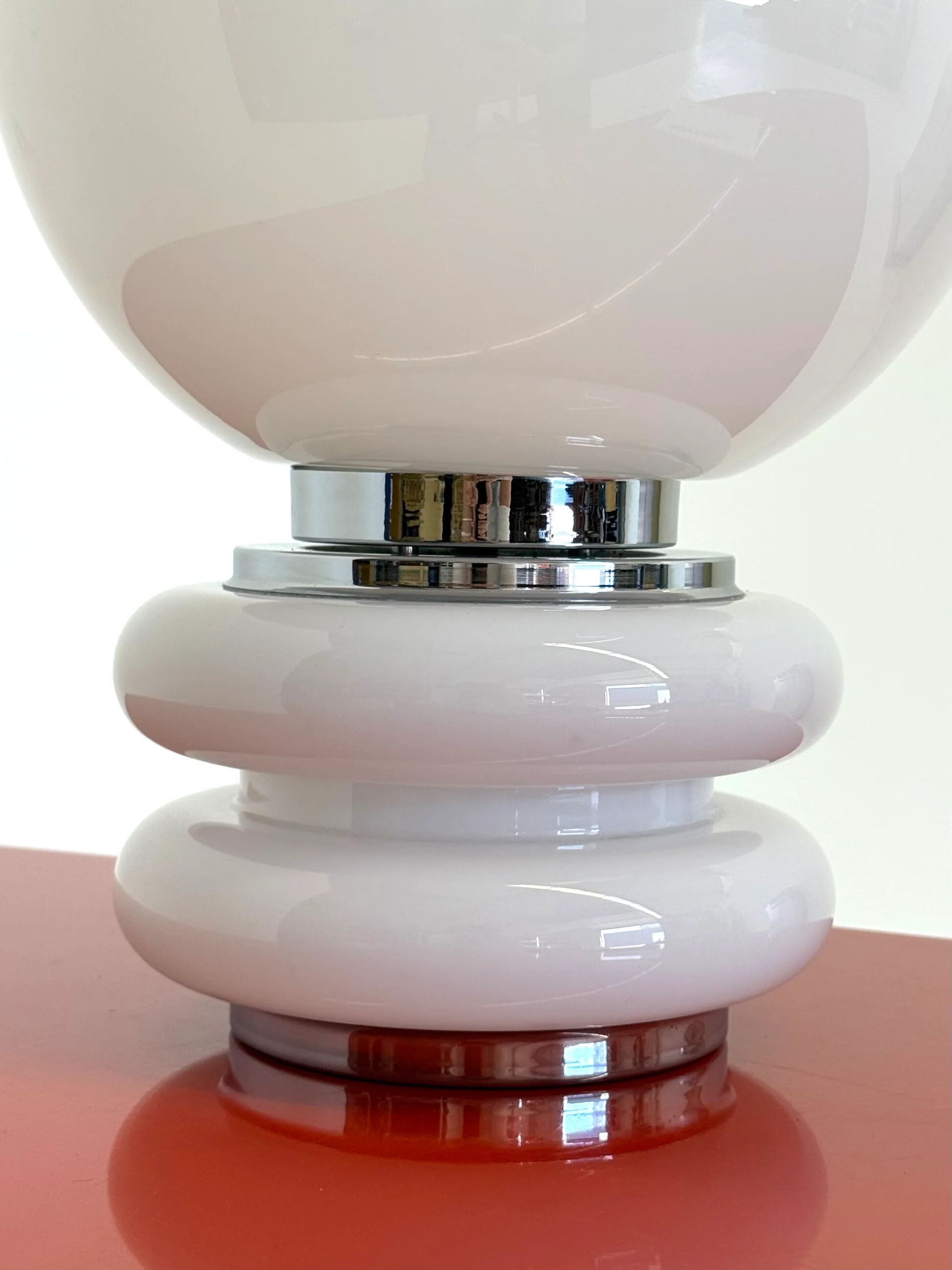 White glass Space Age table lamp in globe shape