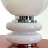 White glass Space Age table lamp in globe shape