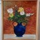 Painting / oil on cardboard framed vintage 50s