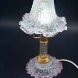 Pink Murano glass vintage table lamp, 1980s