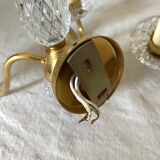 Pair of double glass and metal wall lights, 1960s