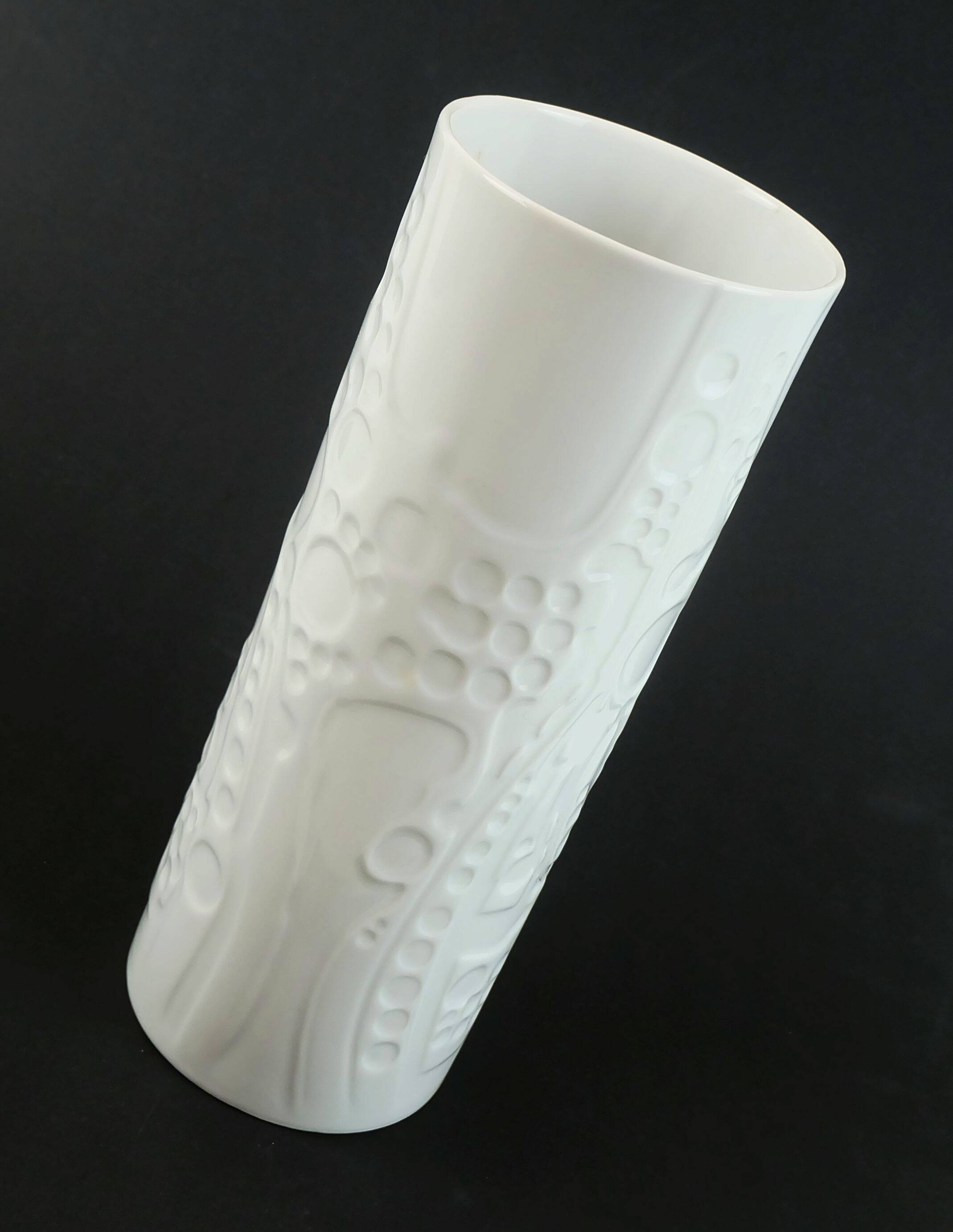 Large vase by gerold-porzellan op-art abstract relief decor 1960s/1970