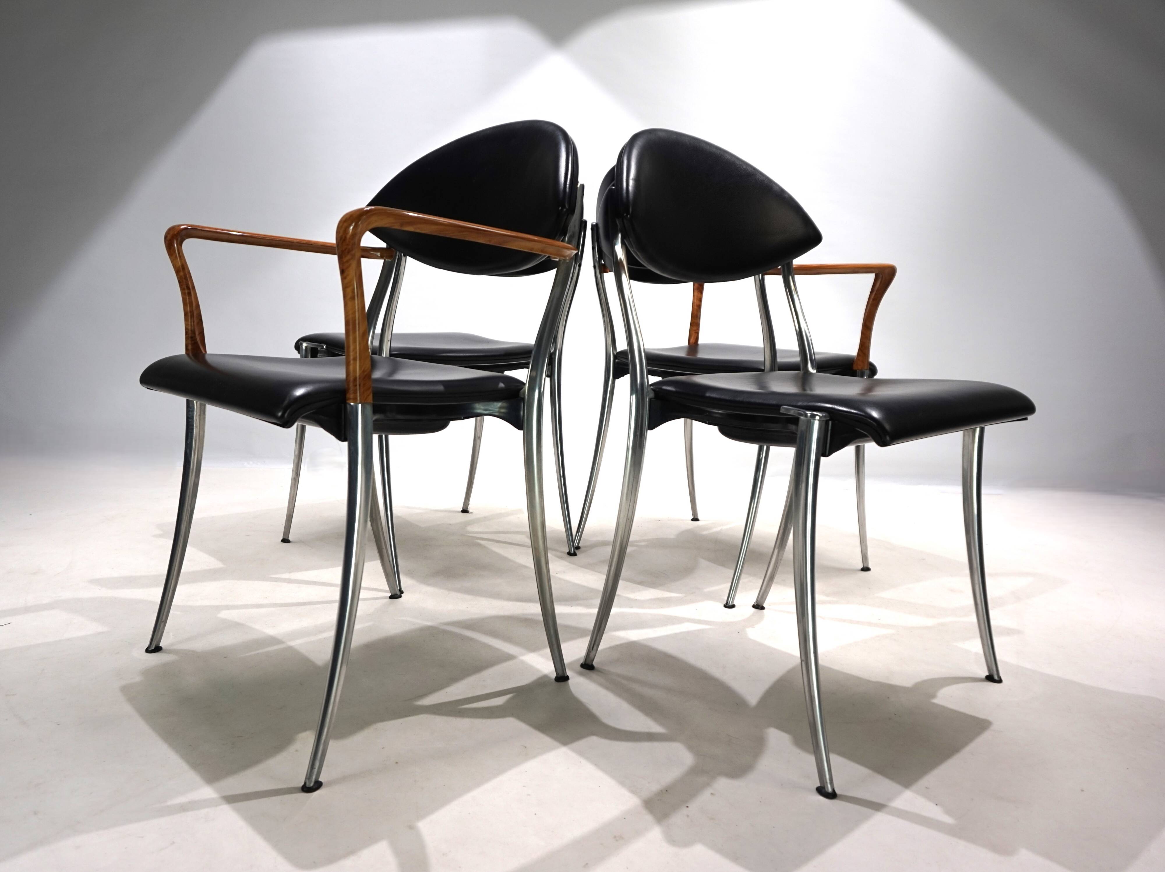 Set of four Coro dining chairs by Luigi Origlia, 1980