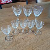 8 small vintage liqueur glasses
