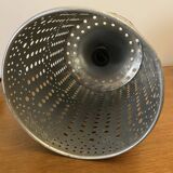 Industrial pendant lamp in perforated gray metal