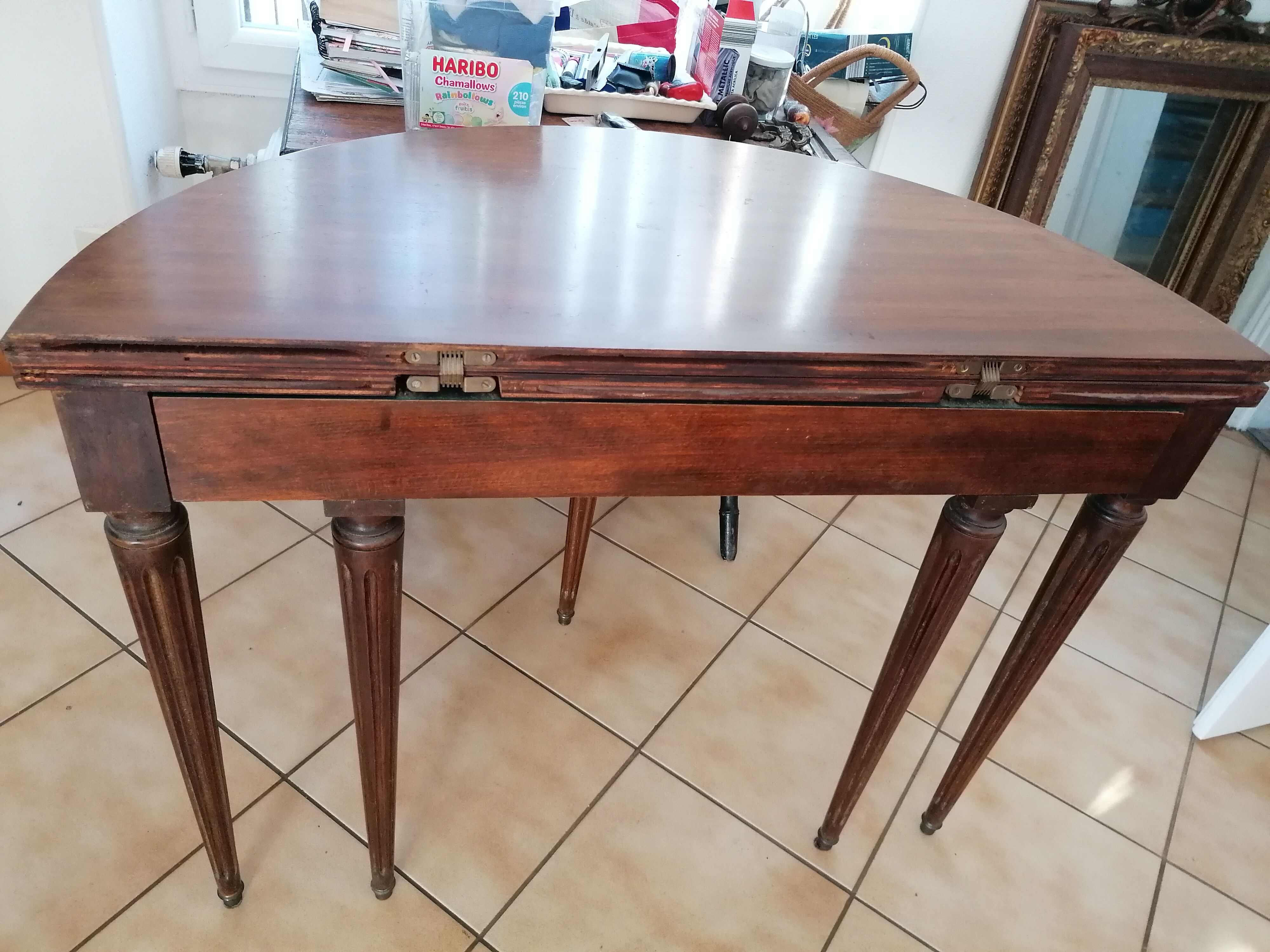 Louis XVI style half-moon console table