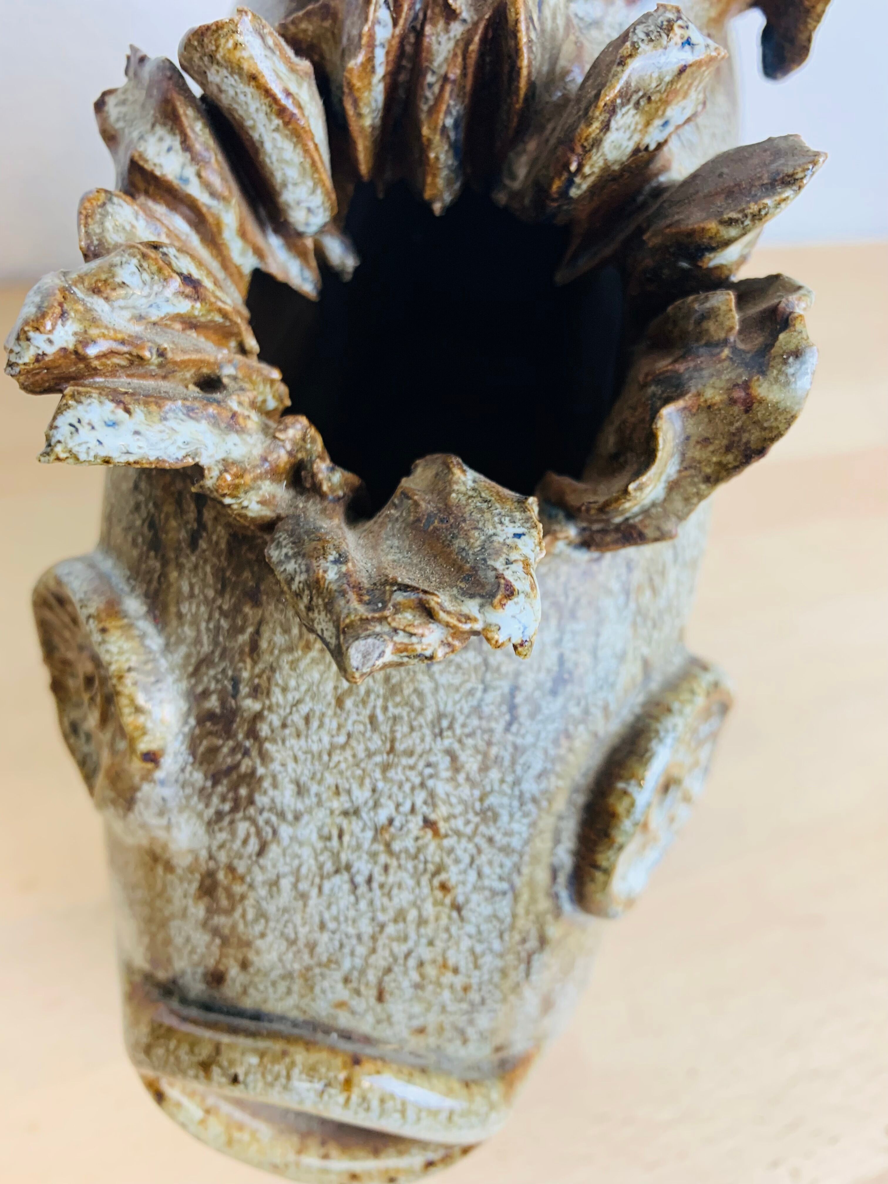 Vase stings zoomorphic flowers by Alexandre Kostanda, ceramic fish