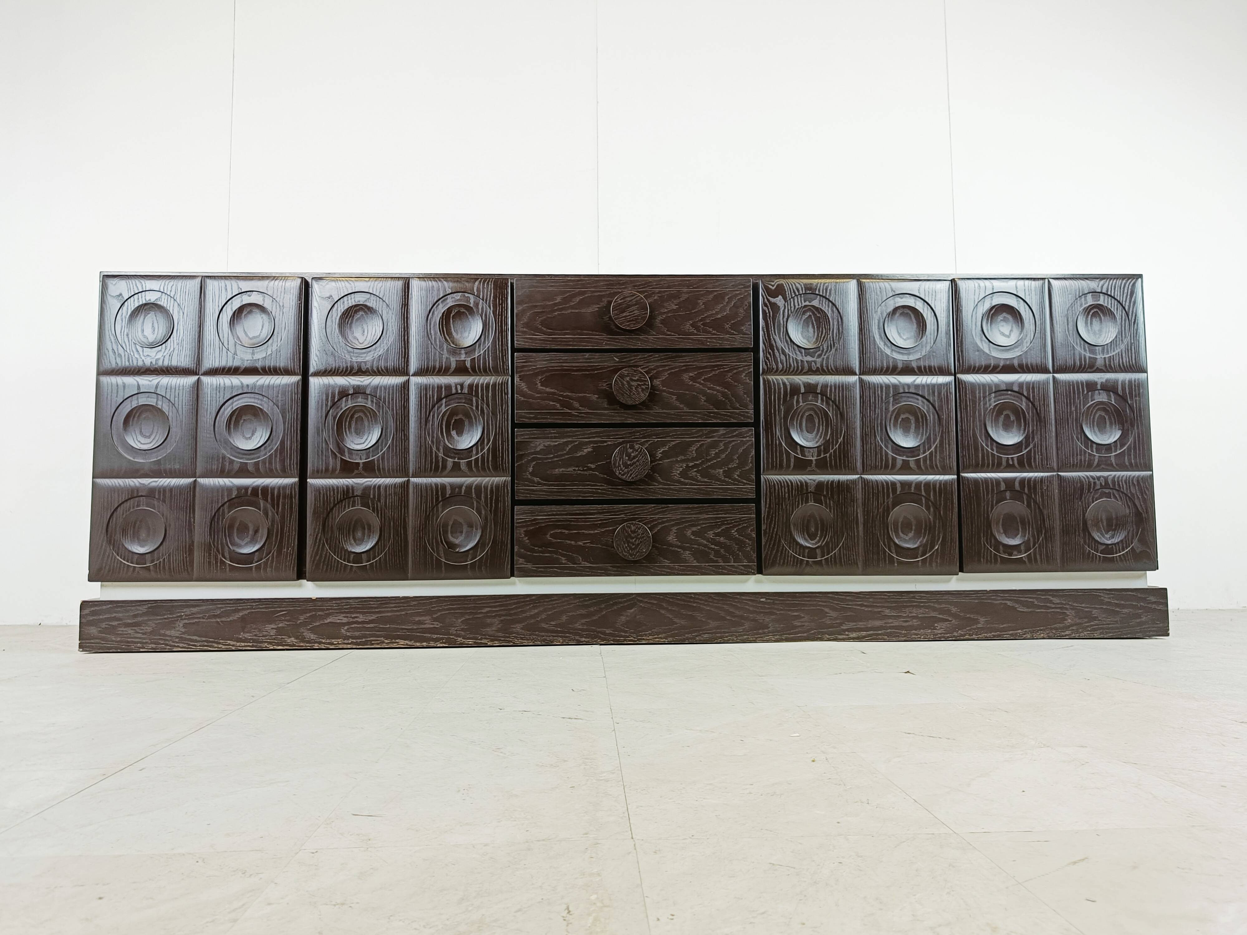 Graphical brutalist credenza, 1970s