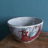 Empty pocket bowl signed Le Murier Gustave and Micheline Reynaud, Vallauris