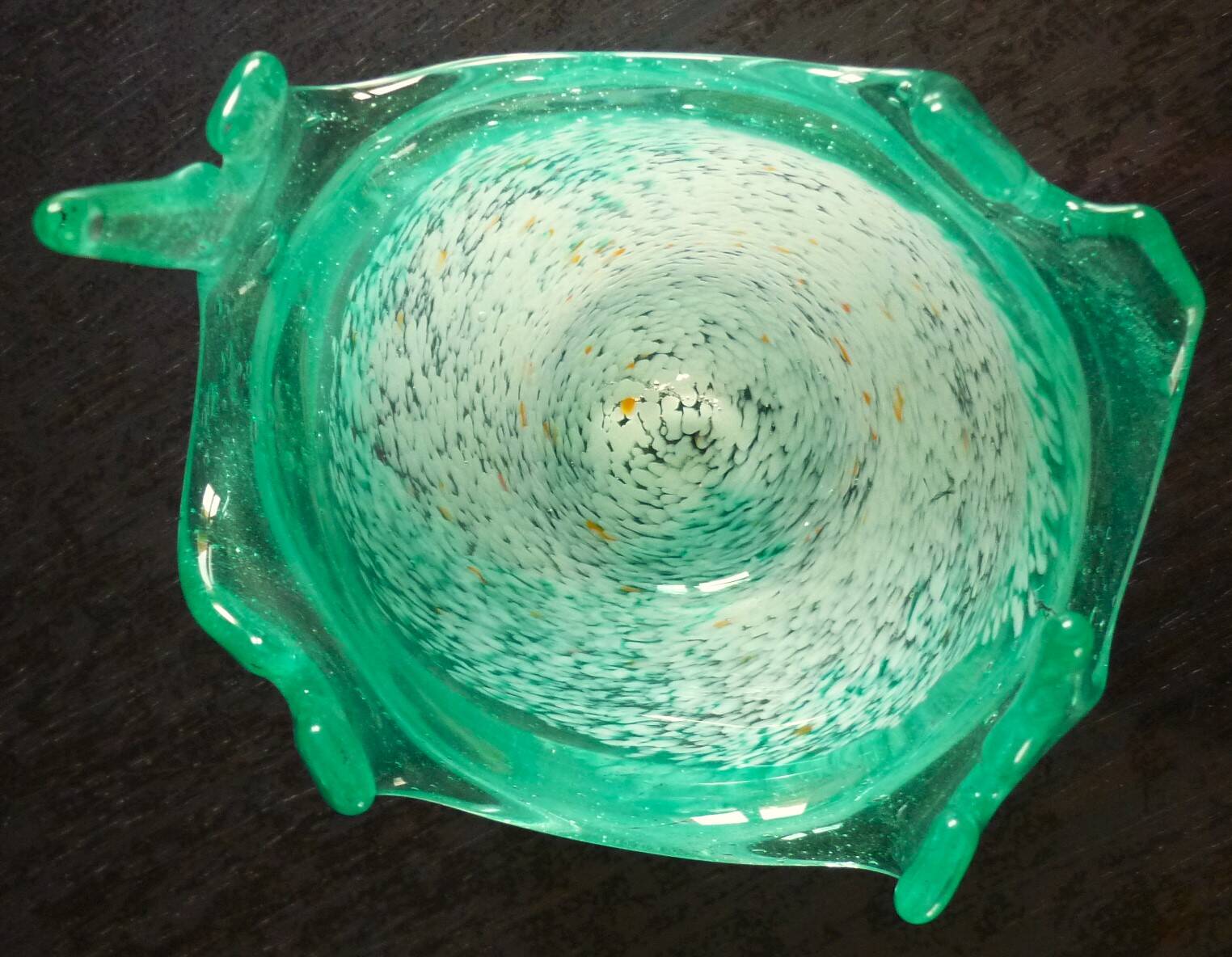 Blown glass empty pocket, thick, free-form, 80s design