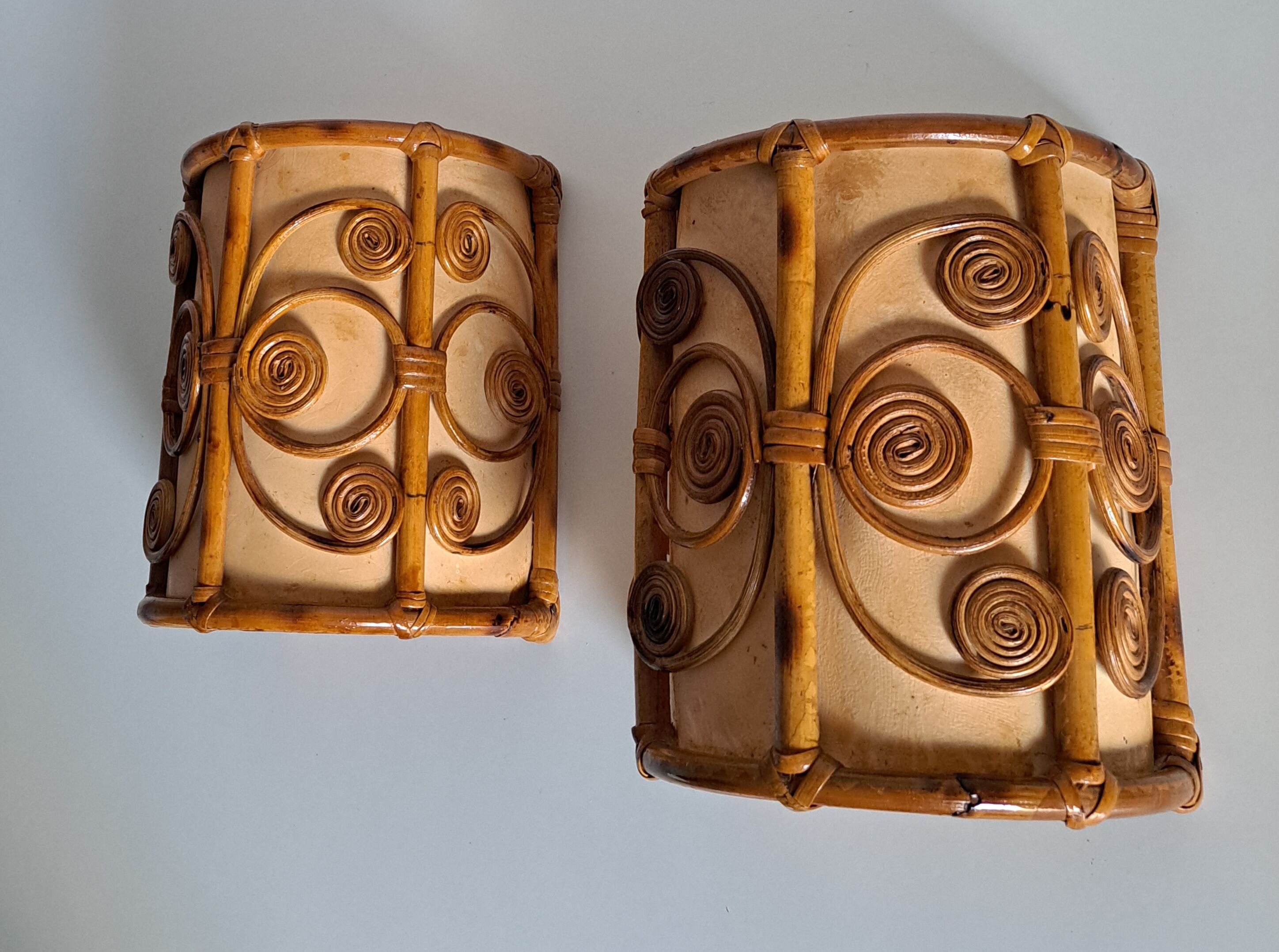 Pair of bamboo sconces