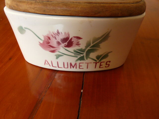 Old ceramic Luxeuil carny decoration matchbox