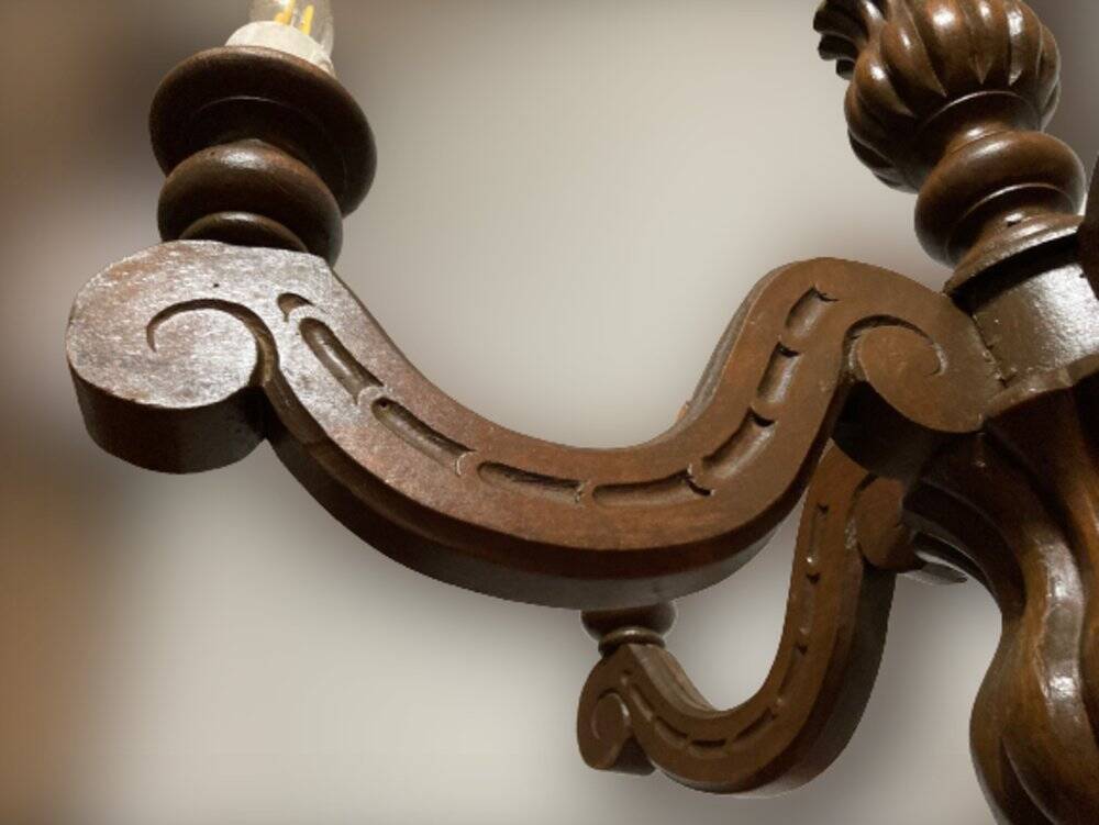 Louis XVI style wooden chandelier, 1890s