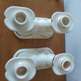 Pair of cream ceramic candlesticks with gold trim circa 1930-1950